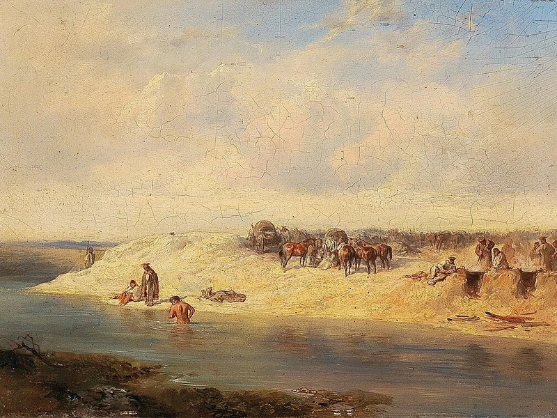 1822-August von Pettenkofen - Bivacco russo